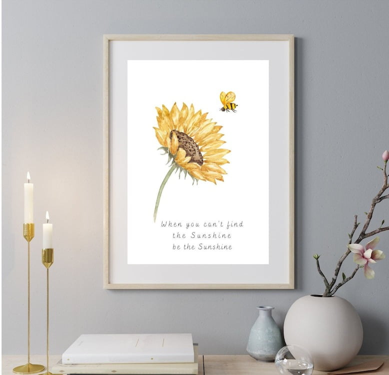 Full of Wonder - Sunflower and Bee Print Full Of Wonder Sunflower And Bee Print